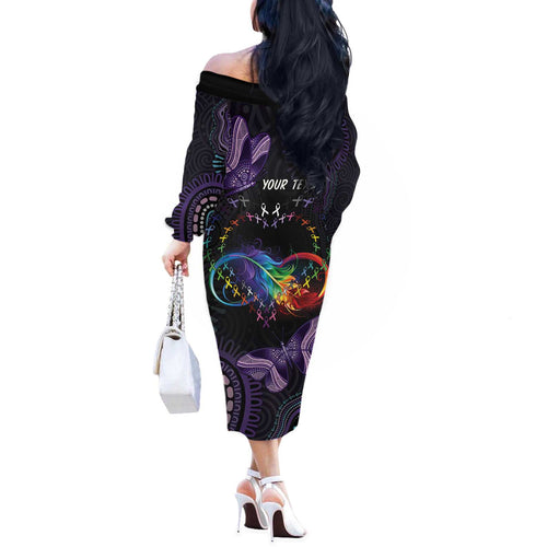 Australia Aboriginal Dot Arts Off The Shoulder Long Sleeve Dress Fight Cancer In All Colors
