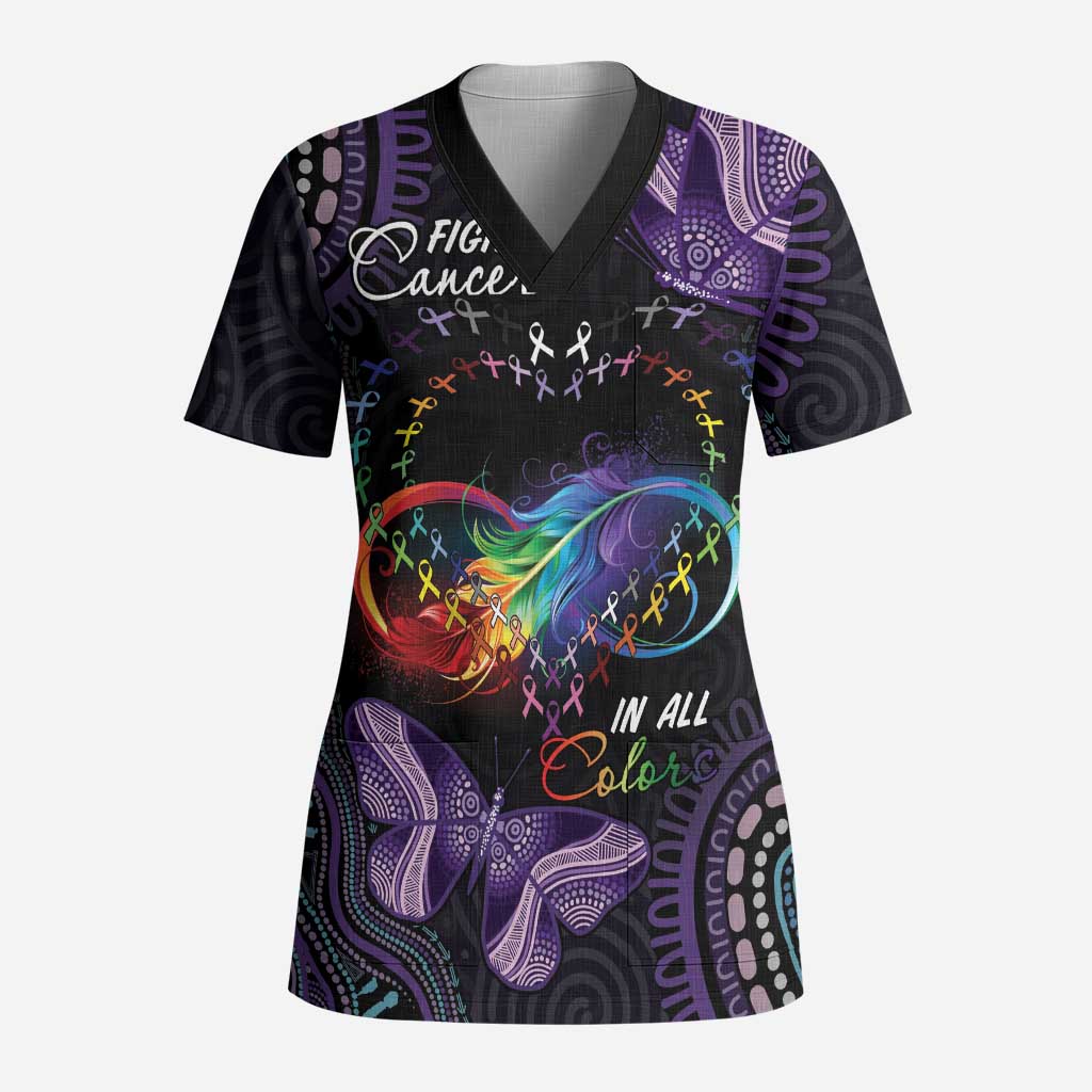 Australia Aboriginal Dot Arts Scrub Top Fight Cancer In All Colors - Aussie Hoodie
