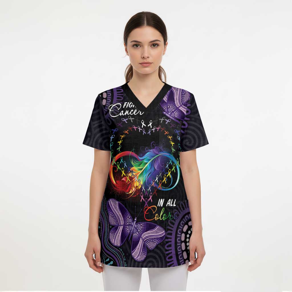 Australia Aboriginal Dot Arts Scrub Top Fight Cancer In All Colors - Aussie Hoodie