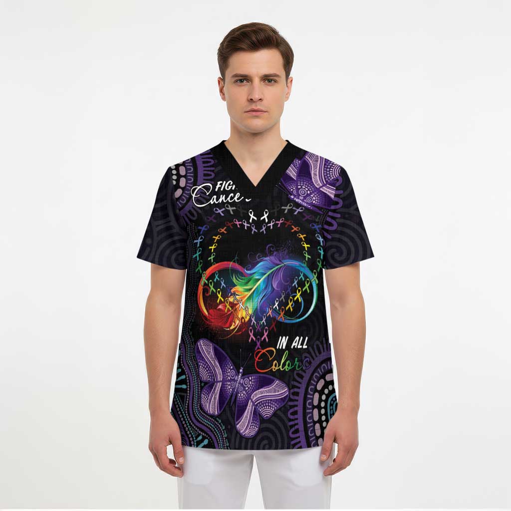 Australia Aboriginal Dot Arts Scrub Top Fight Cancer In All Colors - Aussie Hoodie