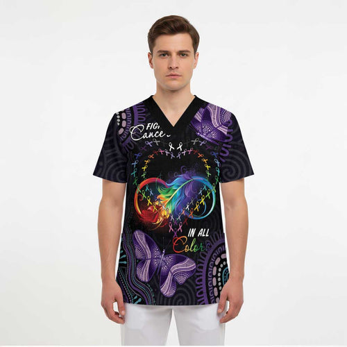 Australia Aboriginal Dot Arts Scrub Top Fight Cancer In All Colors - Aussie Hoodie