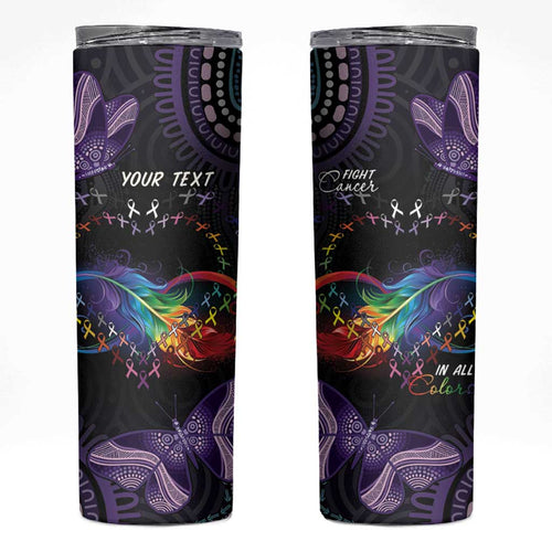 Australia Aboriginal Dot Arts Skinny Tumbler Fight Cancer In All Colors