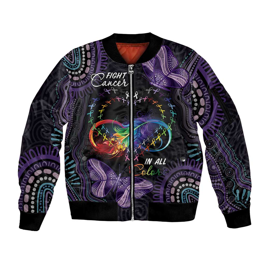Australia Aboriginal Dot Arts Sleeve Zip Bomber Jacket Fight Cancer In All Colors