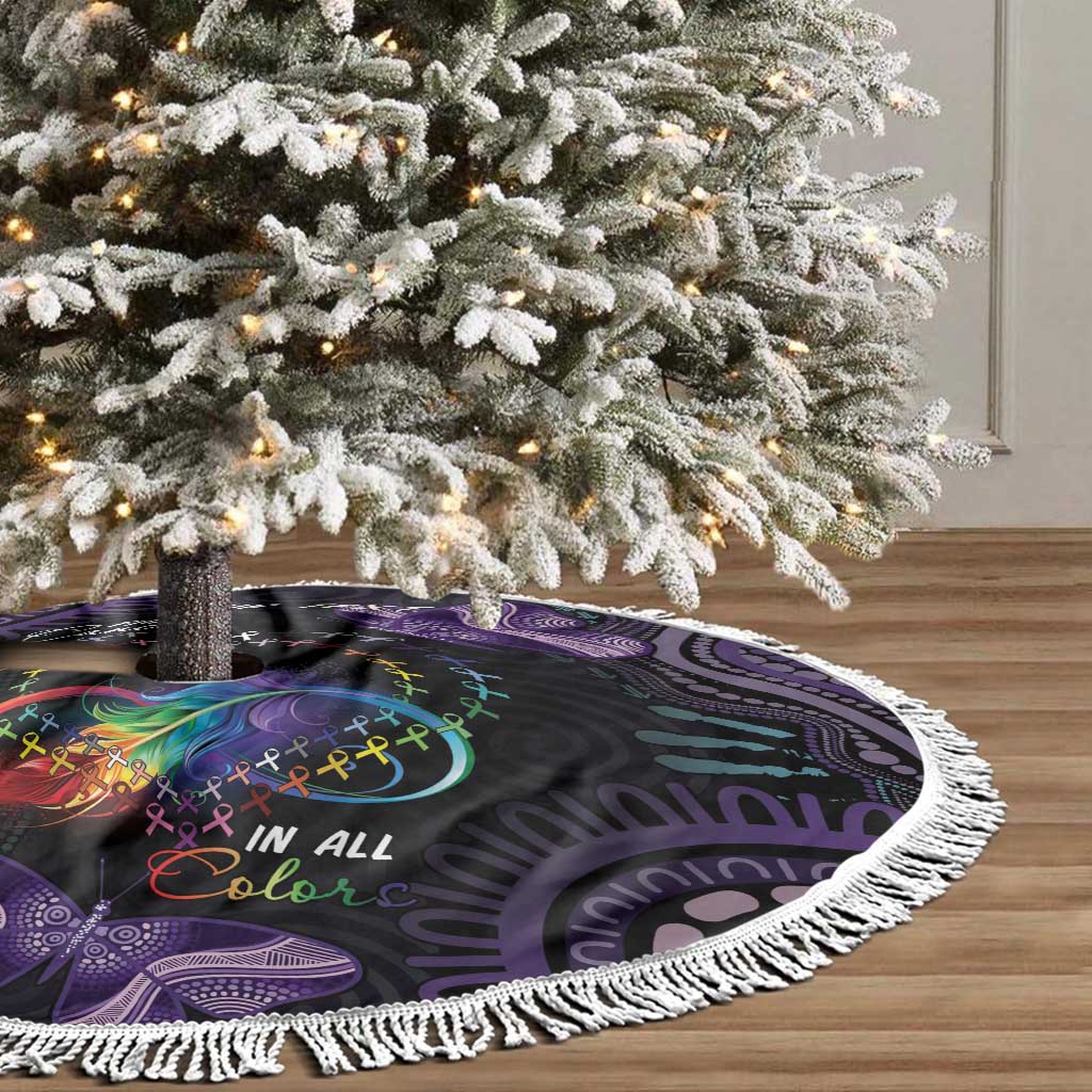 Australia Aboriginal Dot Arts Personalized Tree Skirt Fight Cancer In All Colors