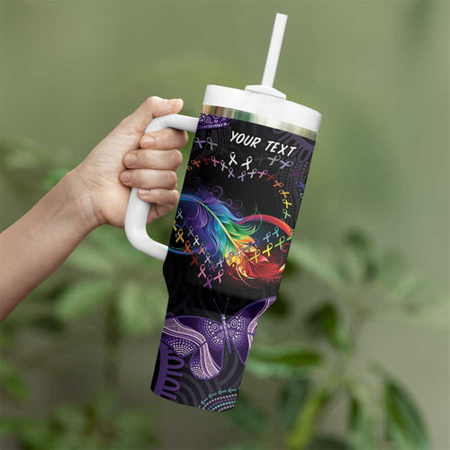 Australia Aboriginal Dot Arts Tumbler With Handle Fight Cancer In All Colors