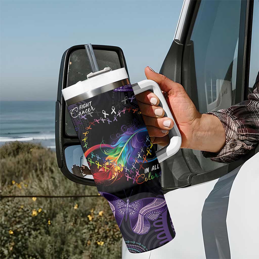 Australia Aboriginal Dot Arts Tumbler With Handle Fight Cancer In All Colors