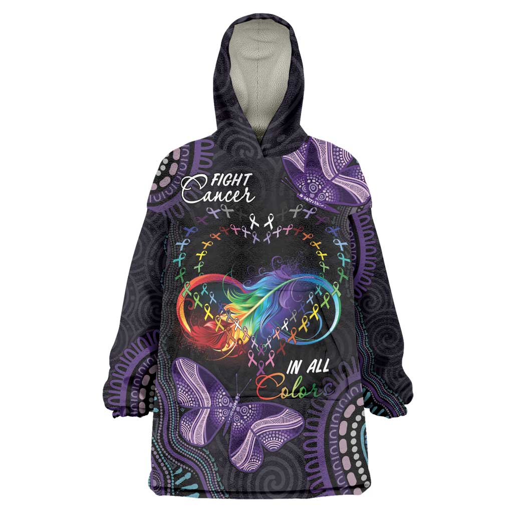 Australia Aboriginal Dot Arts Wearable Blanket Hoodie Fight Cancer In All Colors