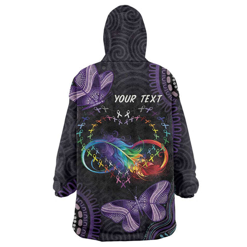 Australia Aboriginal Dot Arts Wearable Blanket Hoodie Fight Cancer In All Colors