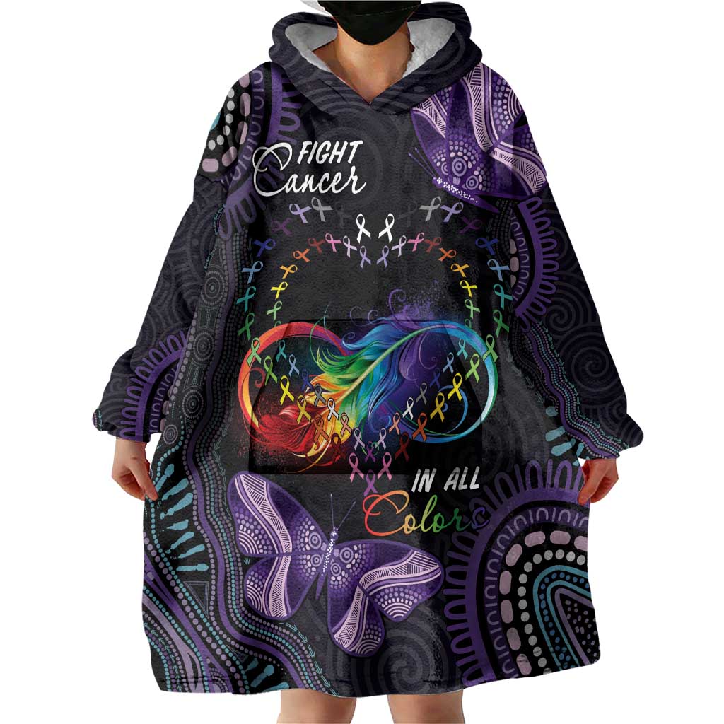 Australia Aboriginal Dot Arts Wearable Blanket Hoodie Fight Cancer In All Colors