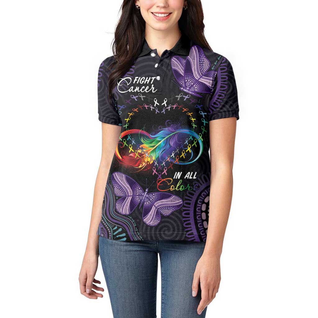 Australia Aboriginal Dot Arts Women Polo Shirt Fight Cancer In All Colors
