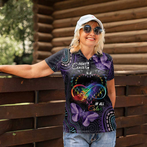 Australia Aboriginal Dot Arts Women Polo Shirt Fight Cancer In All Colors