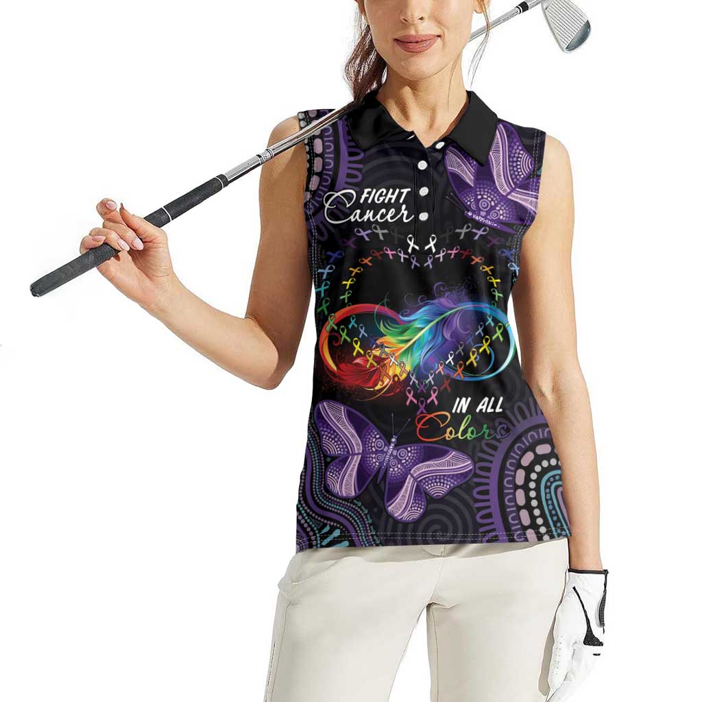 Australia Aboriginal Dot Arts Women Sleeveless Polo Shirt Fight Cancer In All Colors