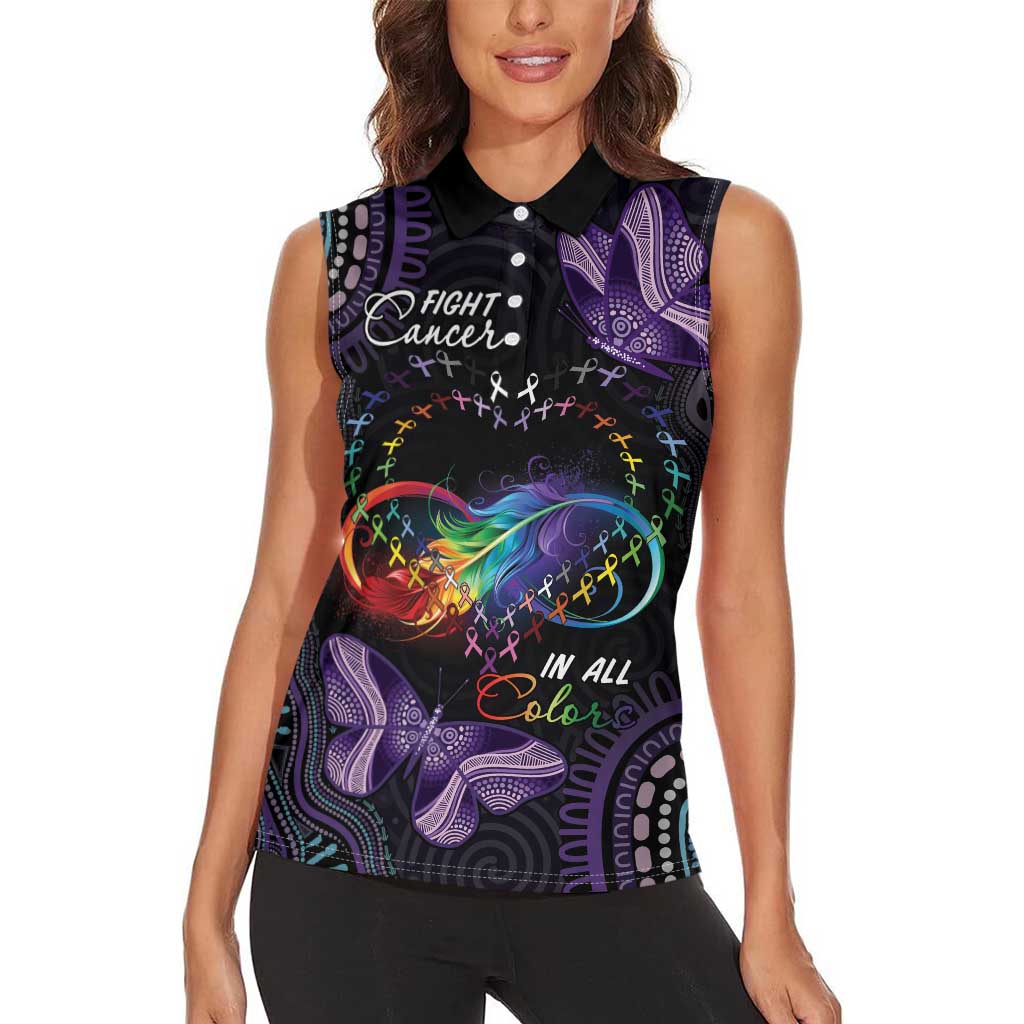 Australia Aboriginal Dot Arts Women Sleeveless Polo Shirt Fight Cancer In All Colors