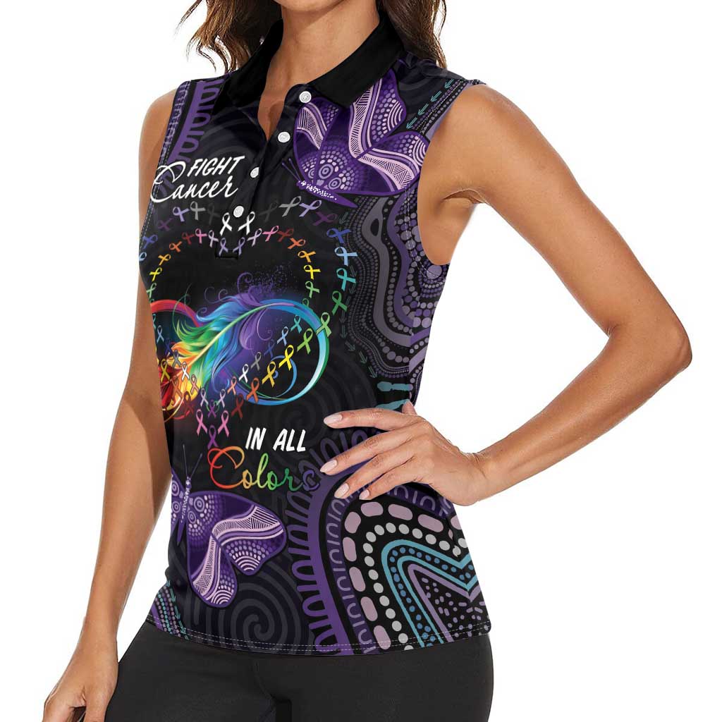 Australia Aboriginal Dot Arts Women Sleeveless Polo Shirt Fight Cancer In All Colors