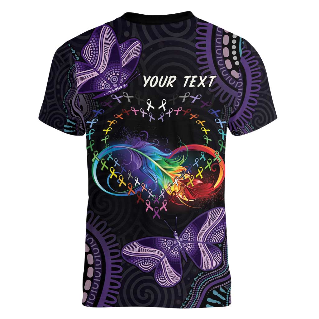 Australia Aboriginal Dot Arts Women V-Neck T-Shirt Fight Cancer In All Colors