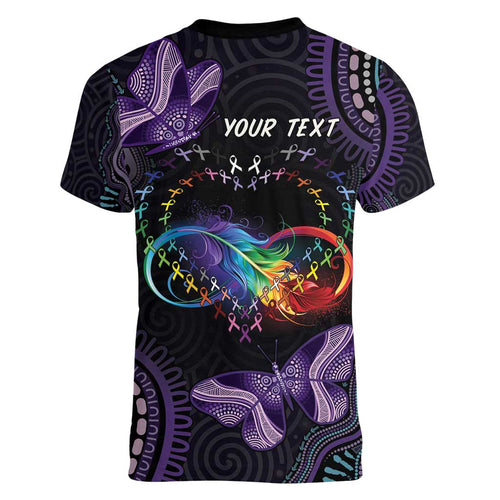 Australia Aboriginal Dot Arts Women V-Neck T-Shirt Fight Cancer In All Colors