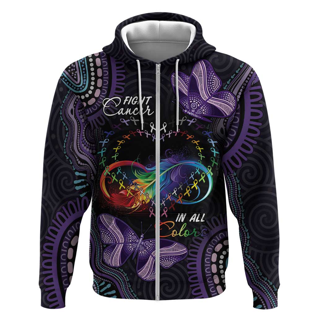 Australia Aboriginal Dot Arts Zip Hoodie Fight Cancer In All Colors