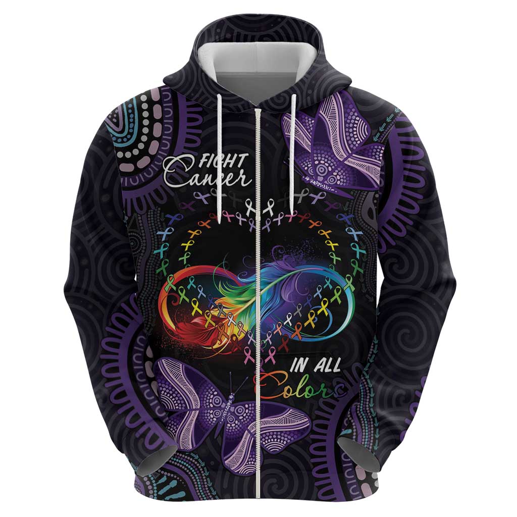 Australia Aboriginal Dot Arts Zip Hoodie Fight Cancer In All Colors