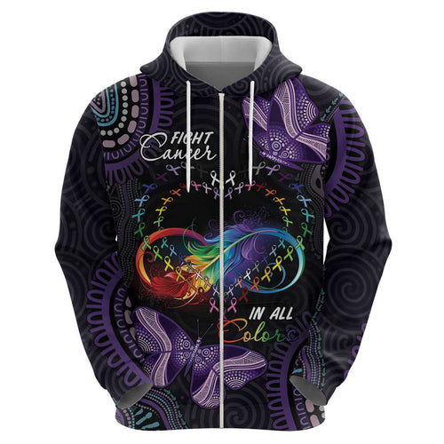 Australia Aboriginal Dot Arts Zip Hoodie Fight Cancer In All Colors