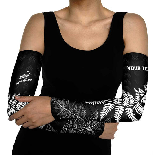 New Zealand Lawn Bowls Personalized Arm Sleeves Wrap-Around Silver Fern - Aussie Hoodie