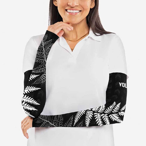 New Zealand Lawn Bowls Personalized Arm Sleeves Wrap-Around Silver Fern - Aussie Hoodie