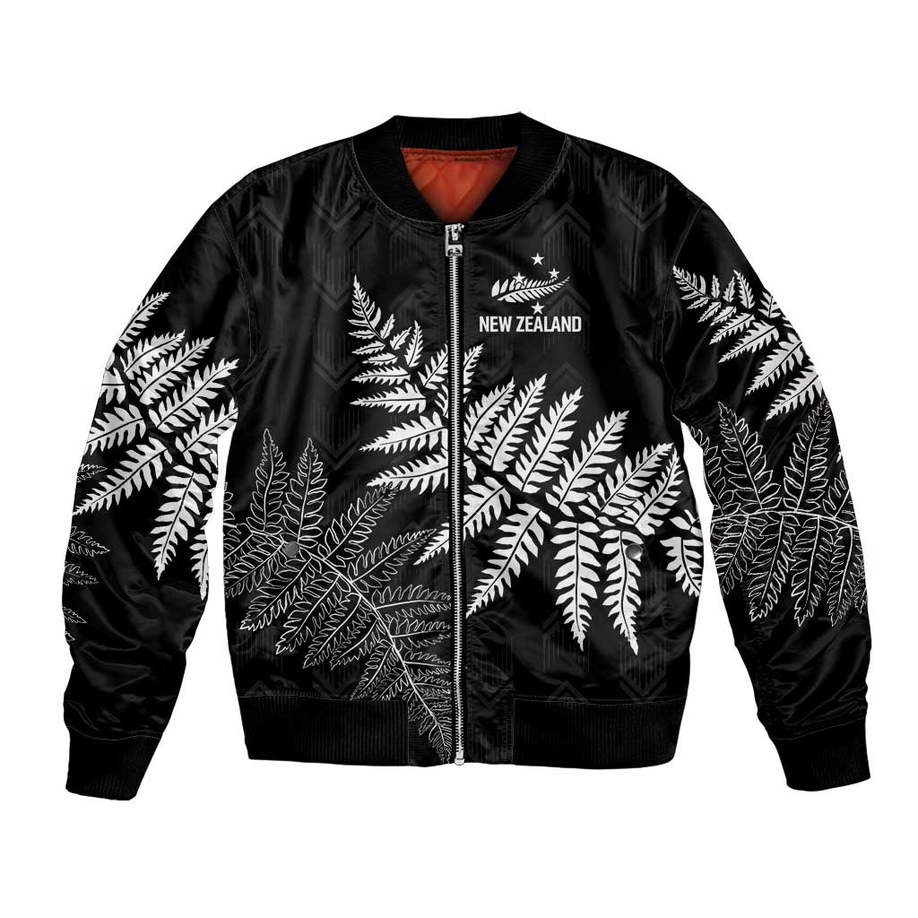 New Zealand Lawn Bowls Personalized Bomber Jacket Wrap-Around Silver Fern - Aussie Hoodie