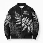New Zealand Lawn Bowls Personalized Bomber Puffer Jacket Wrap-Around Silver Fern - Aussie Hoodie