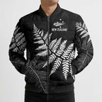 New Zealand Lawn Bowls Personalized Bomber Puffer Jacket Wrap-Around Silver Fern - Aussie Hoodie