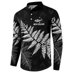 New Zealand Lawn Bowls Personalized Button Sweatshirt Wrap-Around Silver Fern - Aussie Hoodie