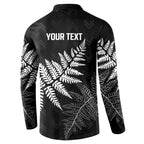 New Zealand Lawn Bowls Personalized Button Sweatshirt Wrap-Around Silver Fern - Aussie Hoodie