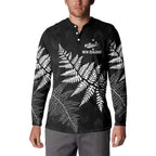 New Zealand Lawn Bowls Personalized Button Sweatshirt Wrap-Around Silver Fern - Aussie Hoodie