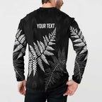 New Zealand Lawn Bowls Personalized Button Sweatshirt Wrap-Around Silver Fern - Aussie Hoodie