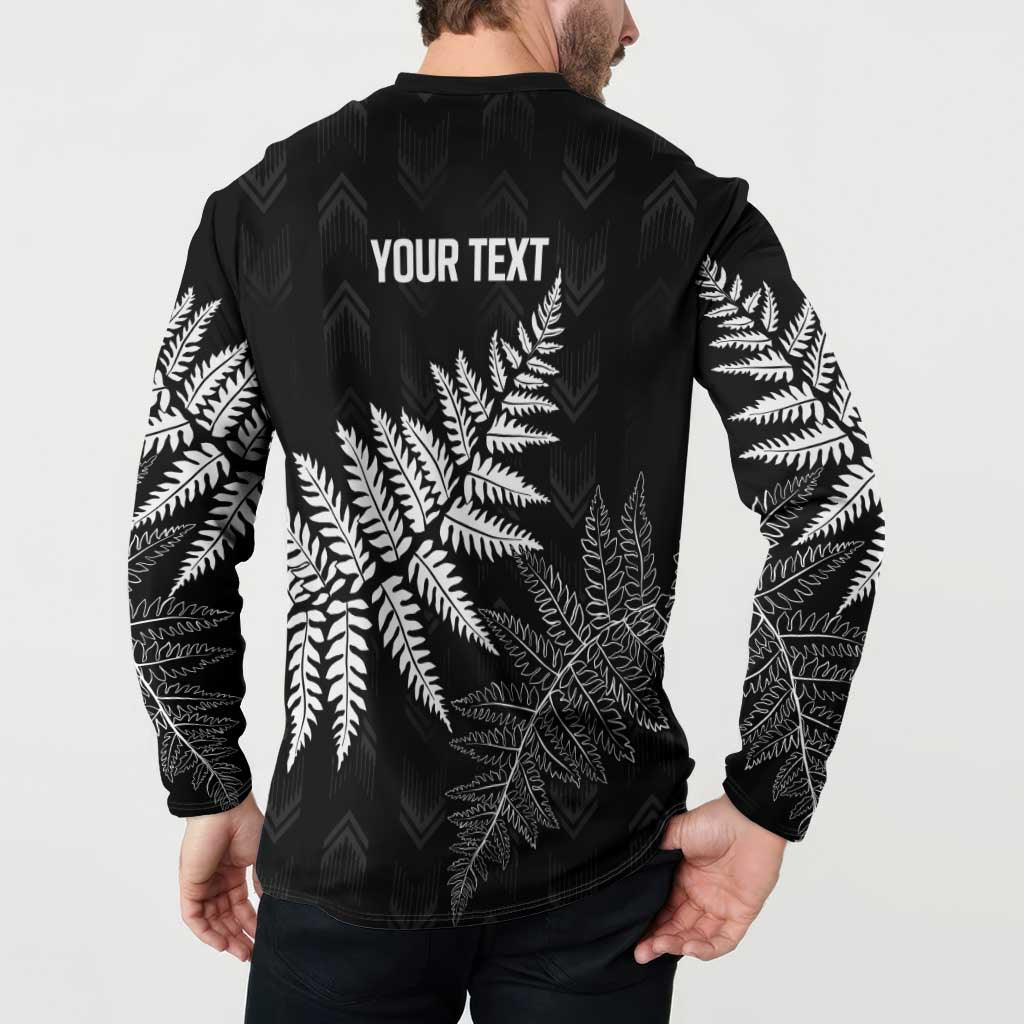 New Zealand Lawn Bowls Personalized Button Sweatshirt Wrap-Around Silver Fern - Aussie Hoodie