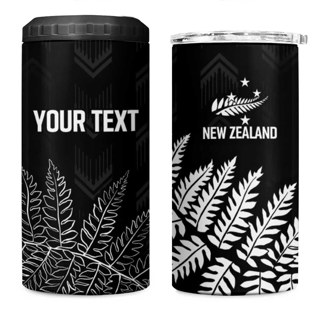 New Zealand Lawn Bowls Personalized 4 in 1 Can Cooler Tumbler Wrap-Around Silver Fern - Aussie Hoodie