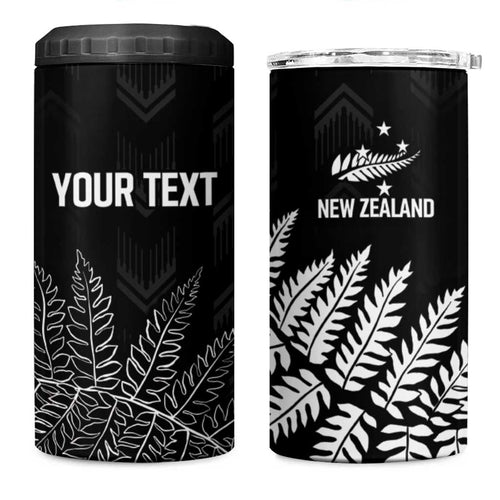 New Zealand Lawn Bowls Personalized 4 in 1 Can Cooler Tumbler Wrap-Around Silver Fern - Aussie Hoodie