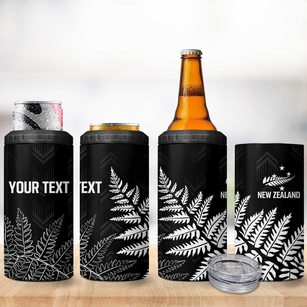 New Zealand Lawn Bowls Personalized 4 in 1 Can Cooler Tumbler Wrap-Around Silver Fern - Aussie Hoodie