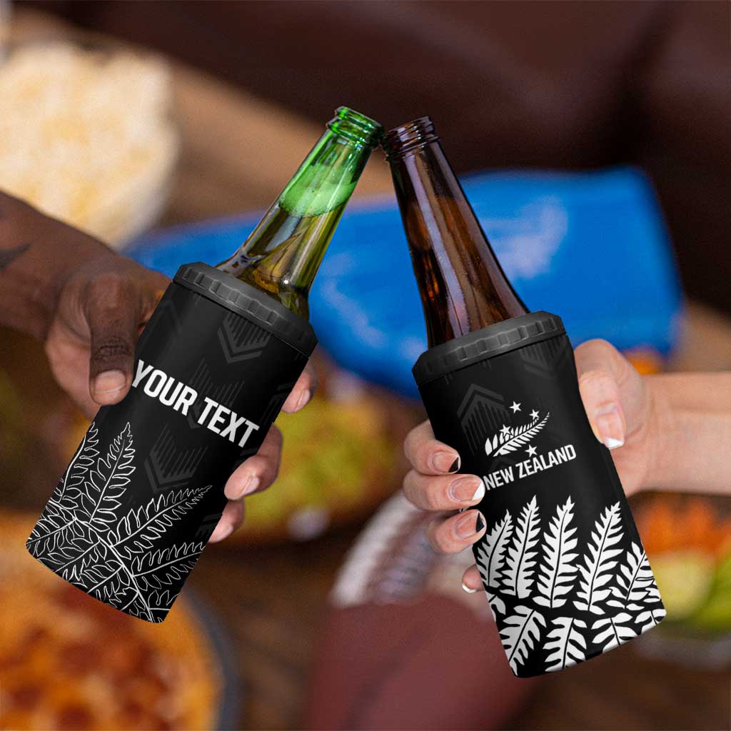 New Zealand Lawn Bowls Personalized 4 in 1 Can Cooler Tumbler Wrap-Around Silver Fern - Aussie Hoodie