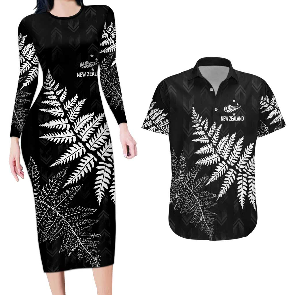 New Zealand Lawn Bowls Personalized Couples Matching Long Sleeve Bodycon Dress and Hawaiian Shirt Wrap-Around Silver Fern - Aussie Hoodie