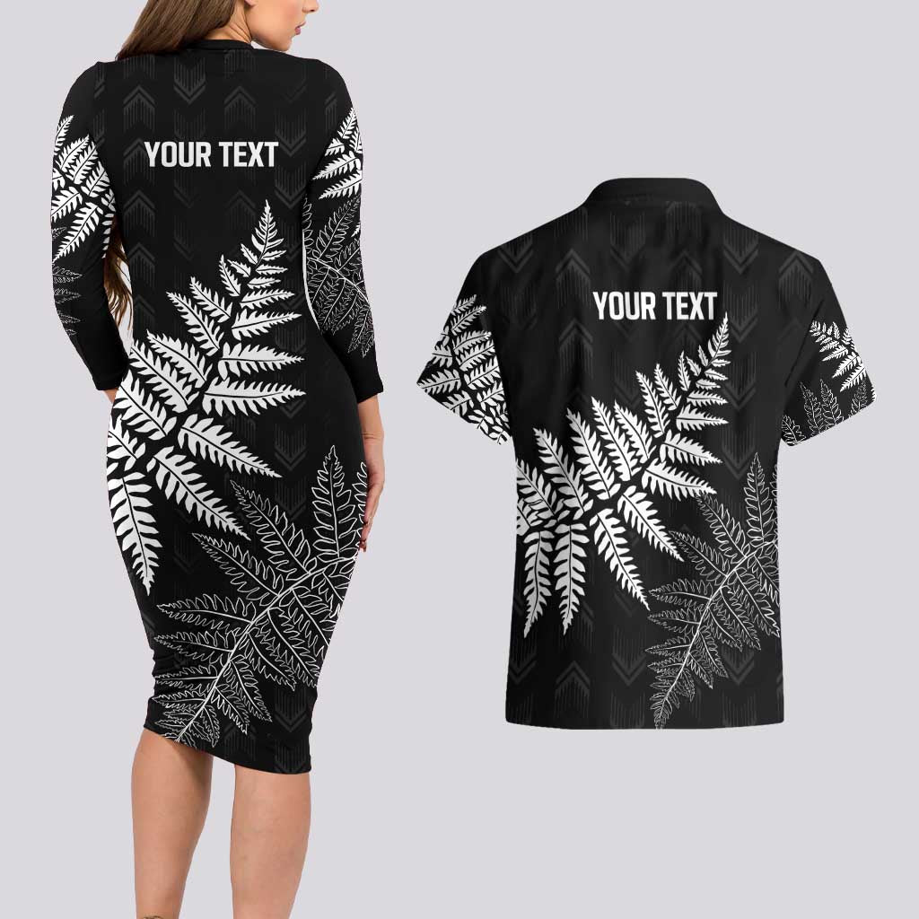 New Zealand Lawn Bowls Personalized Couples Matching Long Sleeve Bodycon Dress and Hawaiian Shirt Wrap-Around Silver Fern - Aussie Hoodie