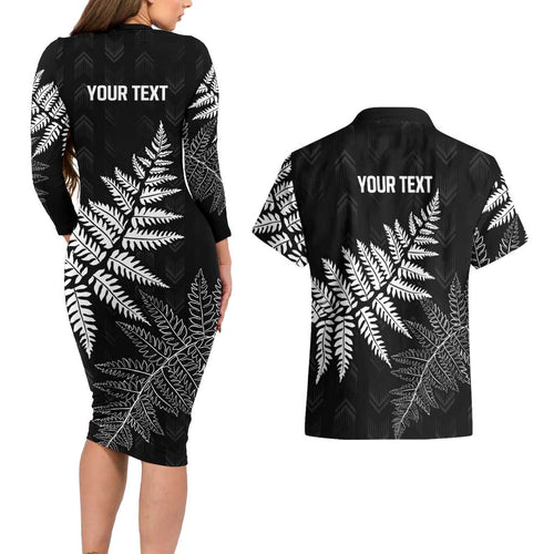 New Zealand Lawn Bowls Personalized Couples Matching Long Sleeve Bodycon Dress and Hawaiian Shirt Wrap-Around Silver Fern - Aussie Hoodie