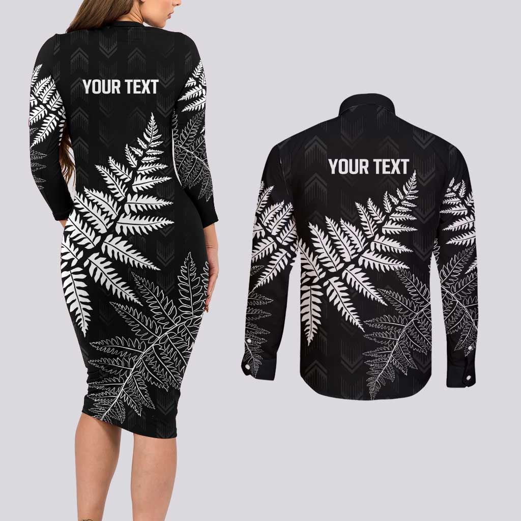 New Zealand Lawn Bowls Personalized Couples Matching Long Sleeve Bodycon Dress and Long Sleeve Button Shirt Wrap-Around Silver Fern - Aussie Hoodie