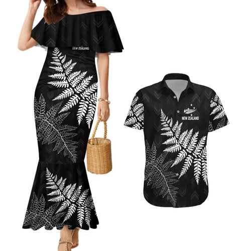 New Zealand Lawn Bowls Personalized Couples Matching Mermaid Dress and Hawaiian Shirt Wrap-Around Silver Fern - Aussie Hoodie