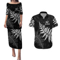 New Zealand Lawn Bowls Personalized Couples Matching Puletasi and Hawaiian Shirt Wrap-Around Silver Fern - Aussie Hoodie