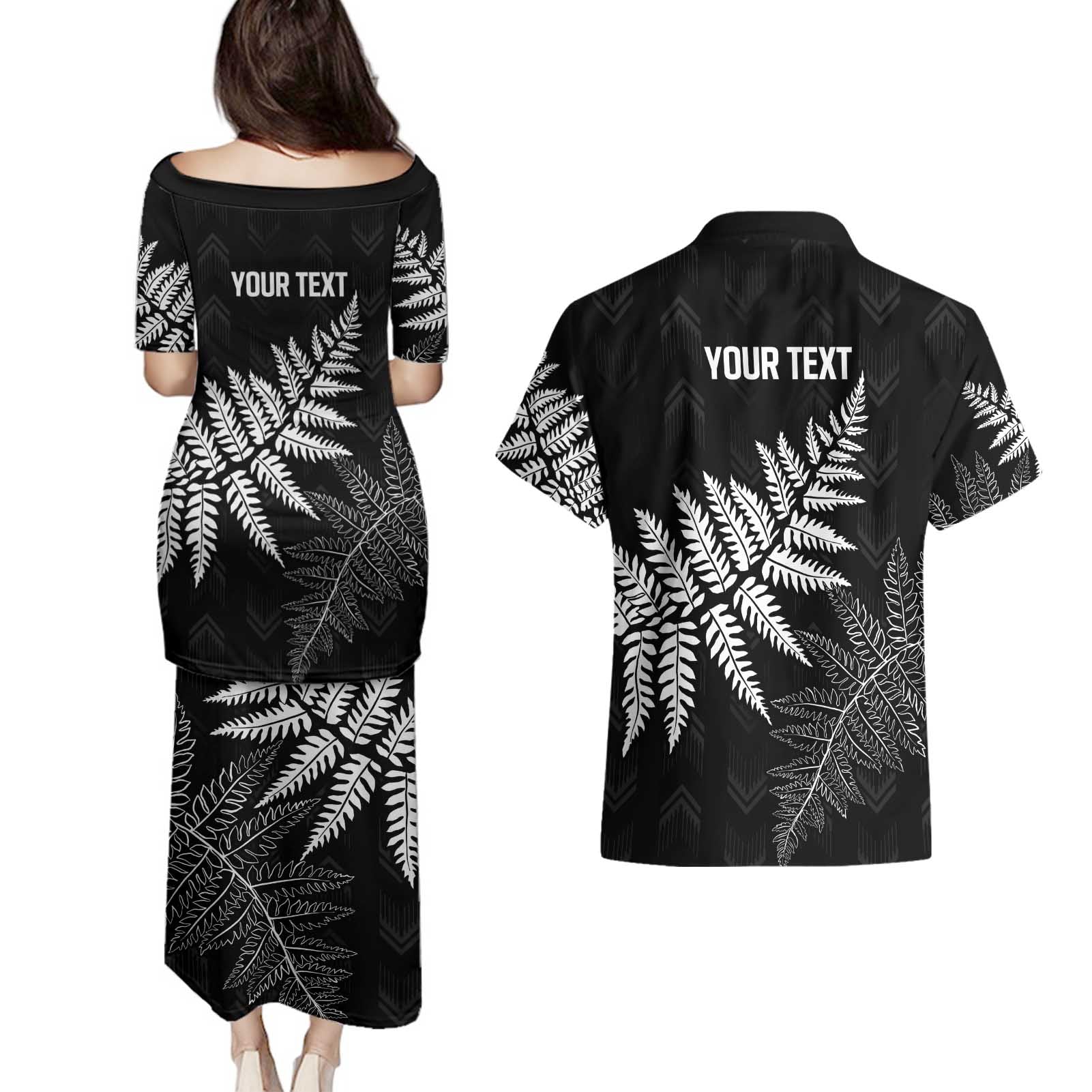 New Zealand Lawn Bowls Personalized Couples Matching Puletasi and Hawaiian Shirt Wrap-Around Silver Fern - Aussie Hoodie