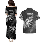 New Zealand Lawn Bowls Personalized Couples Matching Puletasi and Hawaiian Shirt Wrap-Around Silver Fern - Aussie Hoodie
