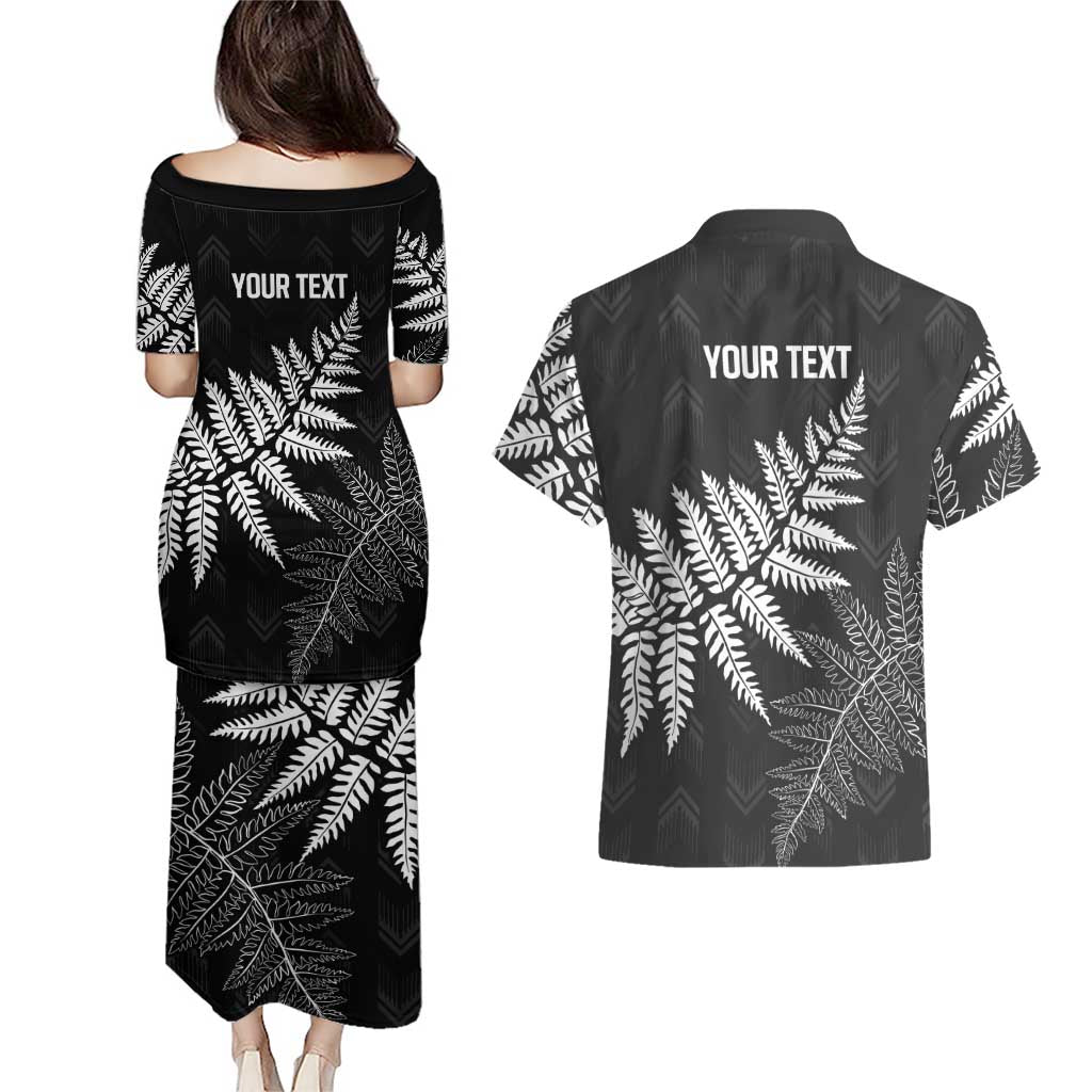 New Zealand Lawn Bowls Personalized Couples Matching Puletasi and Hawaiian Shirt Wrap-Around Silver Fern - Aussie Hoodie