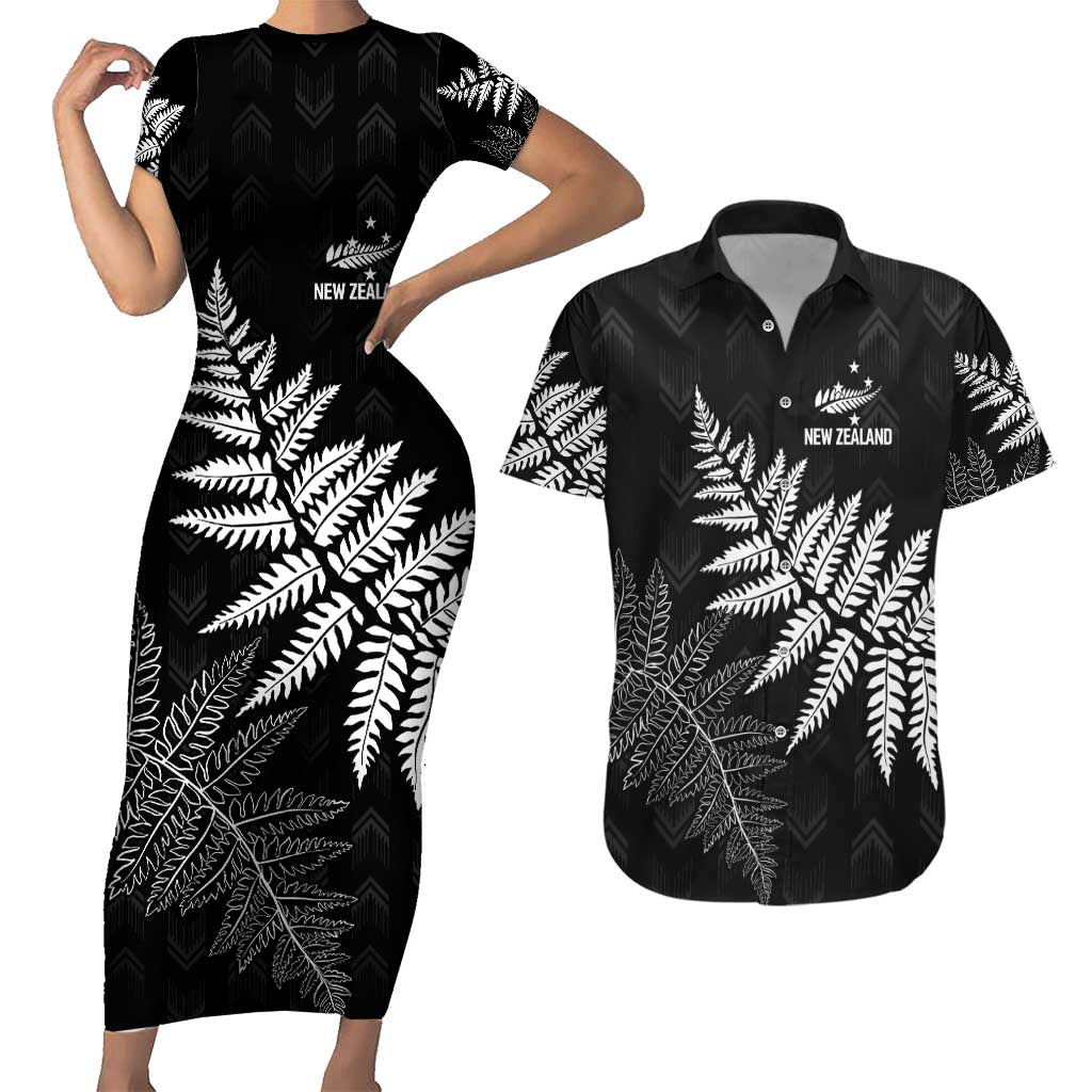 New Zealand Lawn Bowls Personalized Couples Matching Short Sleeve Bodycon Dress and Hawaiian Shirt Wrap-Around Silver Fern - Aussie Hoodie