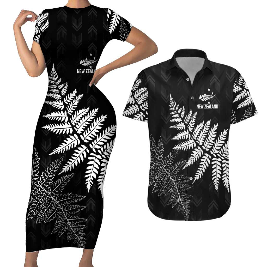 New Zealand Lawn Bowls Personalized Couples Matching Short Sleeve Bodycon Dress and Hawaiian Shirt Wrap-Around Silver Fern - Aussie Hoodie