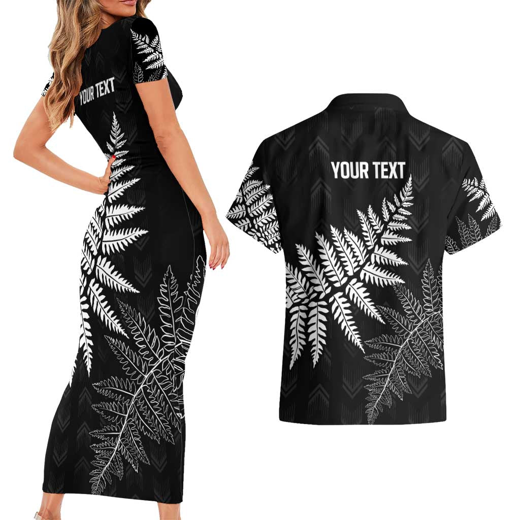 New Zealand Lawn Bowls Personalized Couples Matching Short Sleeve Bodycon Dress and Hawaiian Shirt Wrap-Around Silver Fern - Aussie Hoodie