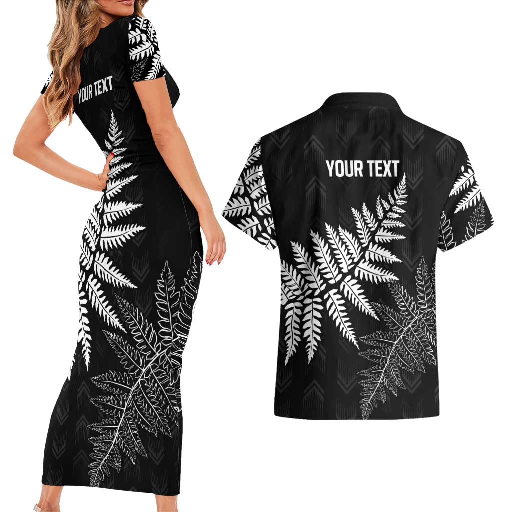 New Zealand Lawn Bowls Personalized Couples Matching Short Sleeve Bodycon Dress and Hawaiian Shirt Wrap-Around Silver Fern - Aussie Hoodie